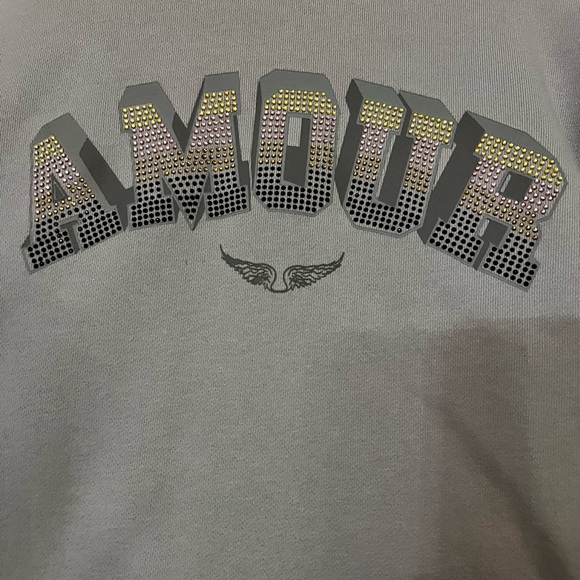 Rhinestone Gray Amour Sweatshirt Zadig & Voltaire - Picture 2 of 7
